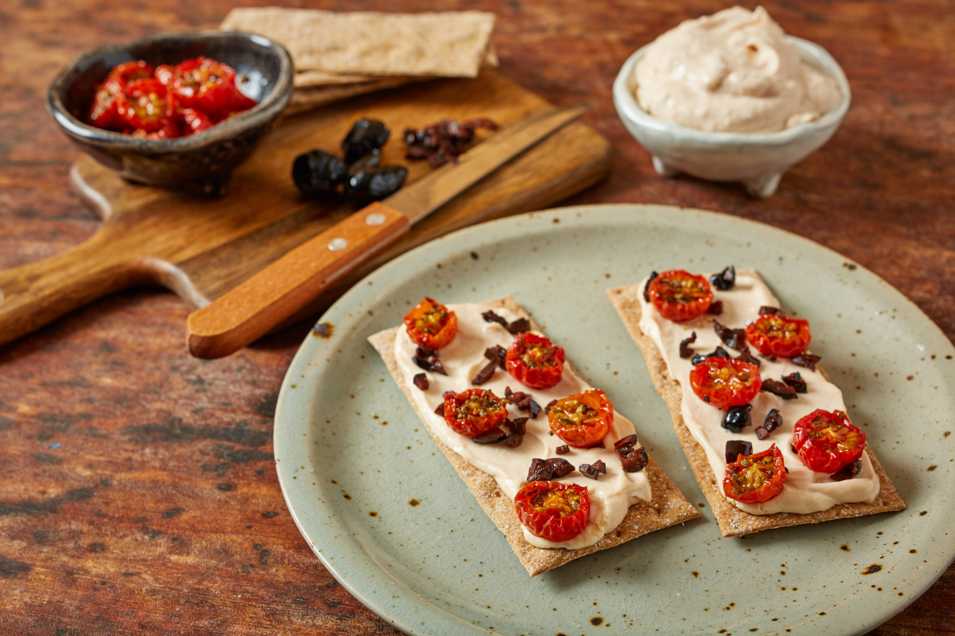 Homemade Taramasalata Tomato And Black Olive Crispbreads Peter S Yard